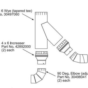 4 X 6″ WYE connector – Connecting 2 X 4″ flue into a 6″ common vent